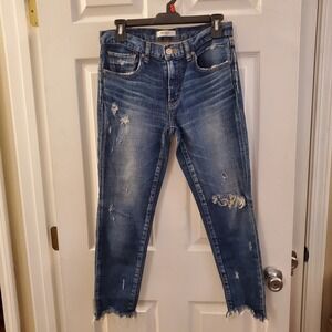 Moussy Vintage Jeans Women 26 Mid Rise Ankle Tapered Distressed Blue Chic‎ Japan